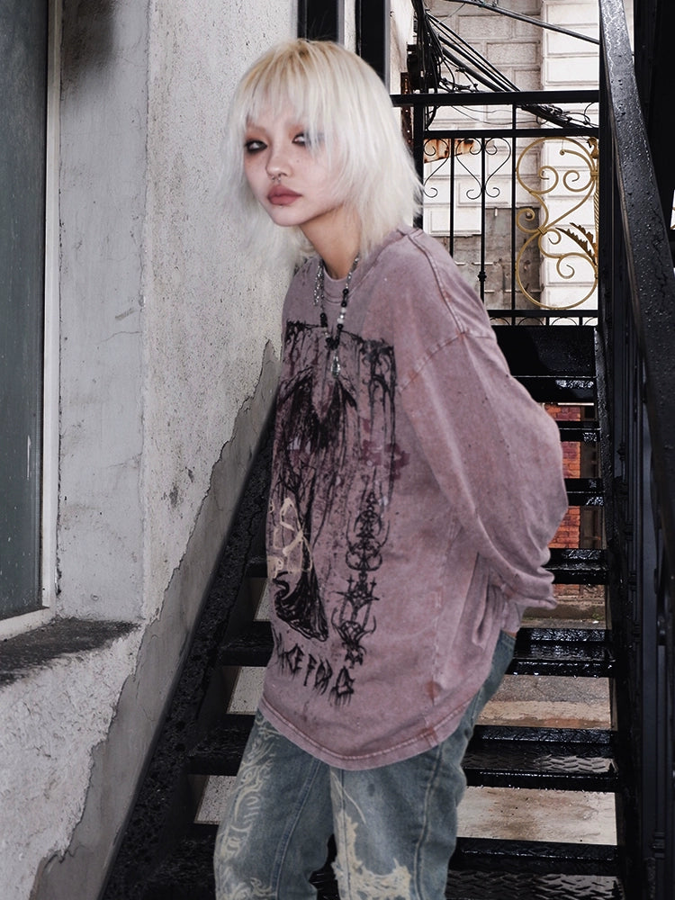 BIZZCUT Wasteland Twilight Poem Brown Print Long Sleeve