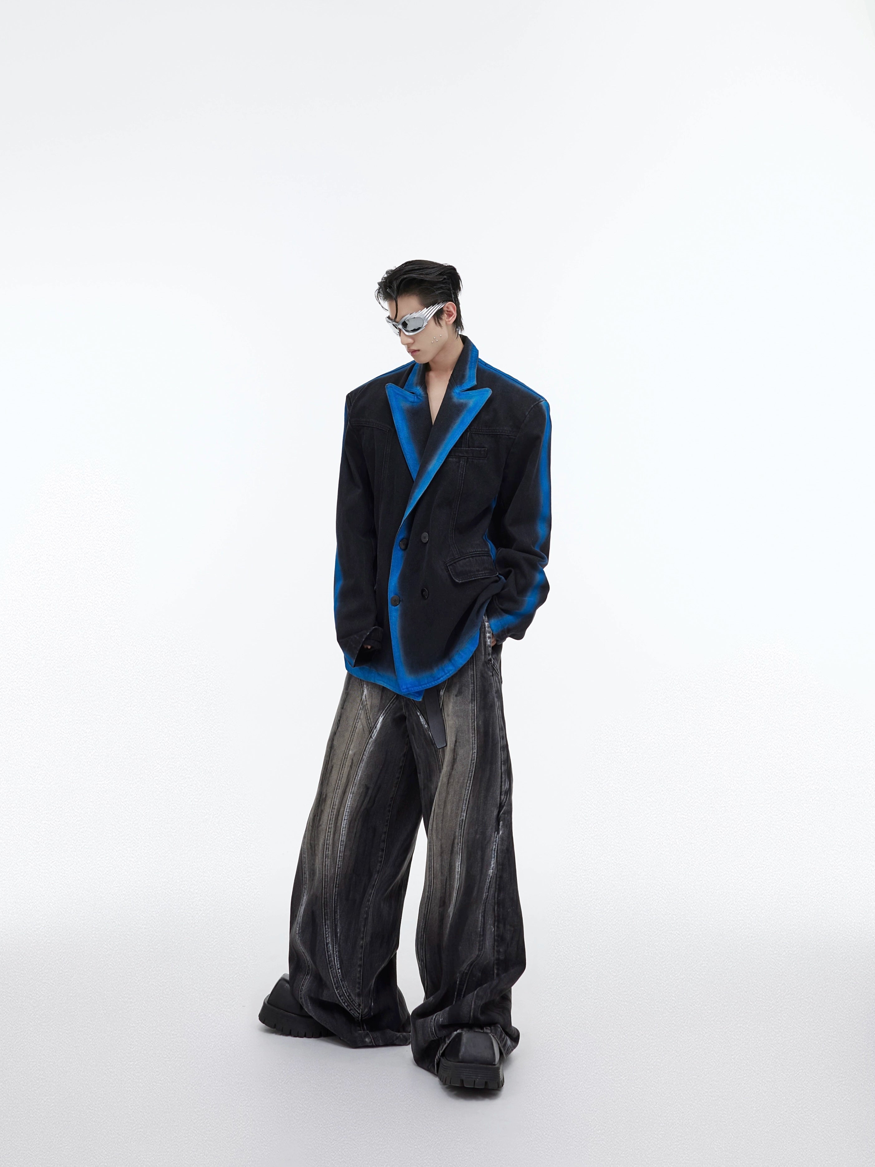 Argue Culture Vintage Denim Padded Suit Jacket