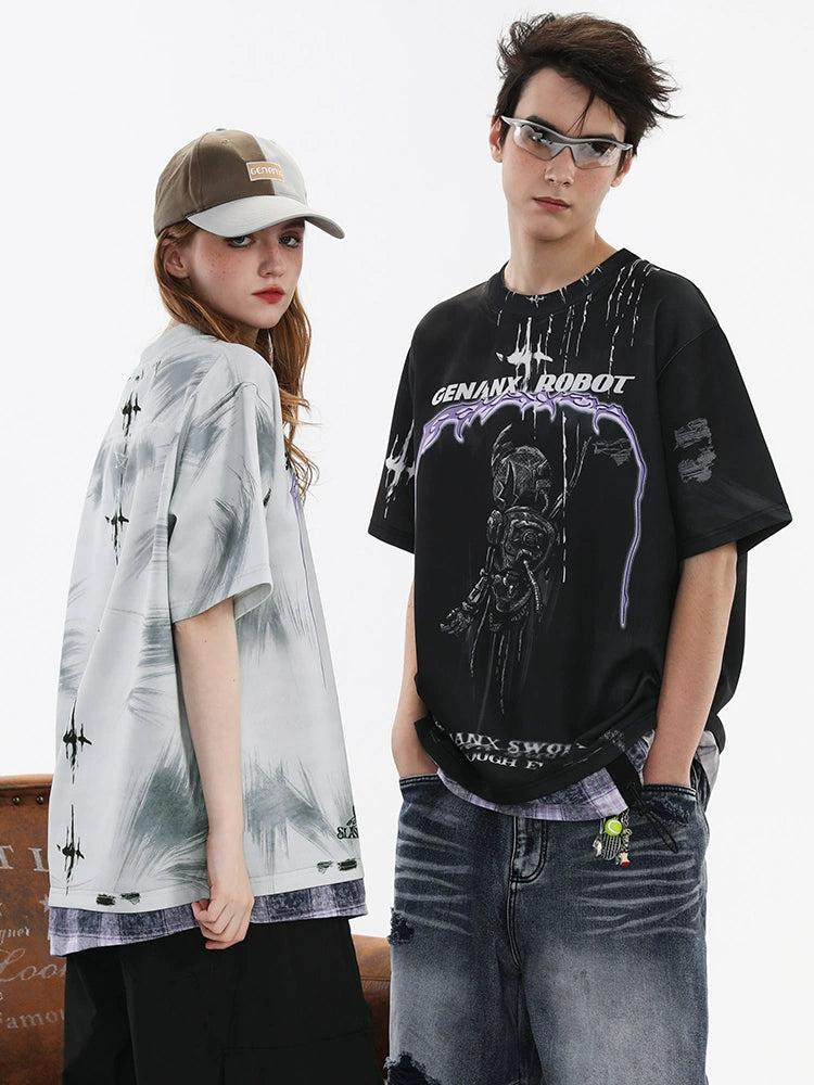 GENANX Rock Trend Printed Space Cotton T-Shirt