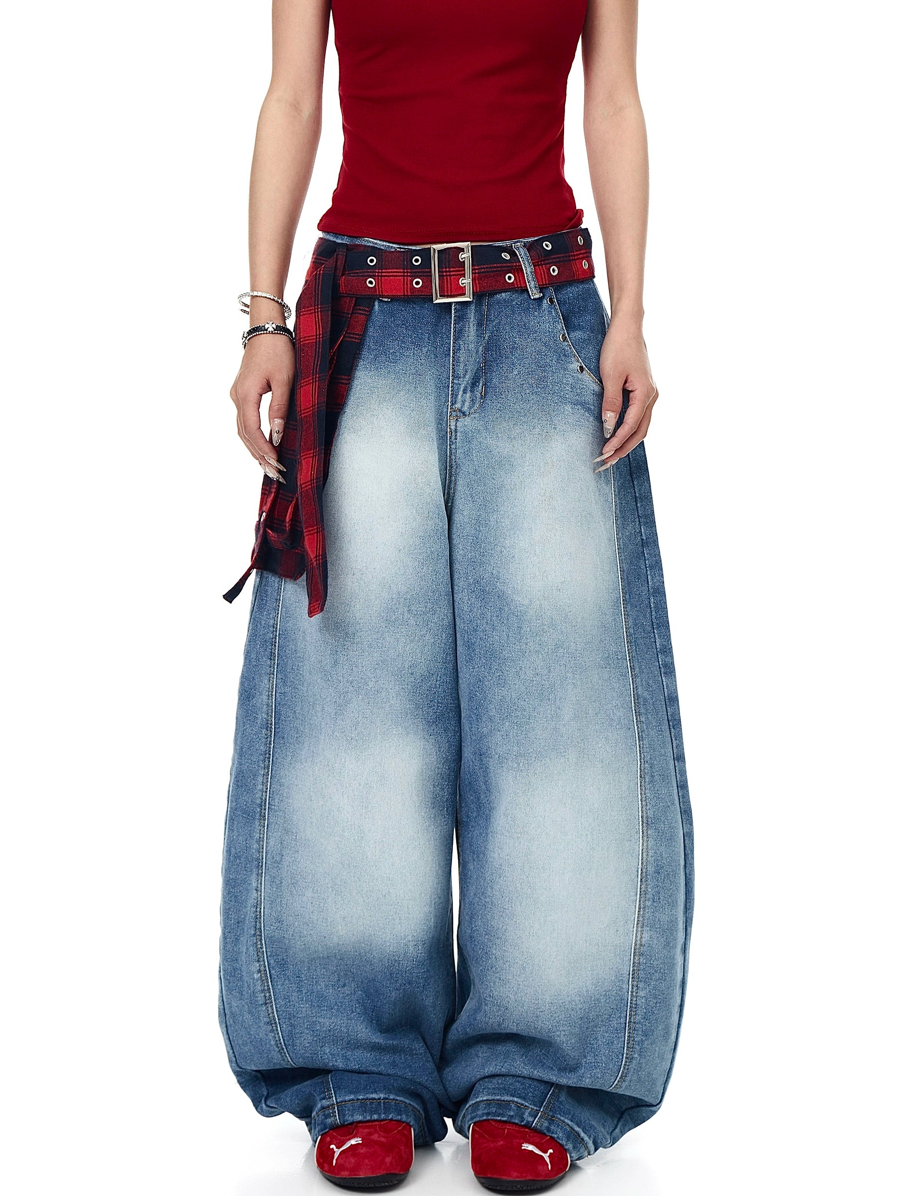 BLACKLISTS American Vintage Plaid Skirt Wide Leg Pants