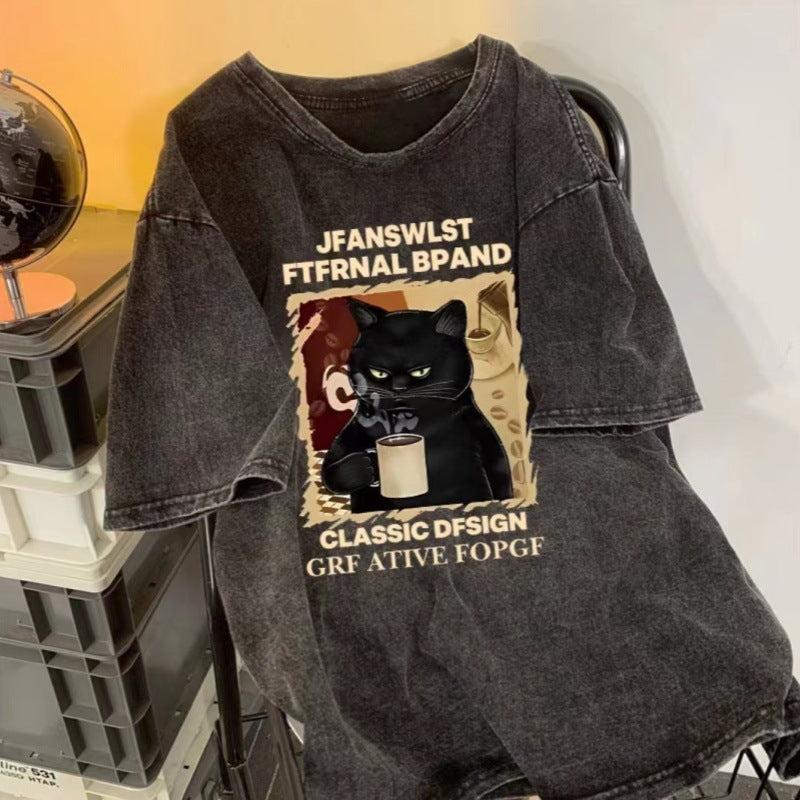Y2K Retro Cat Short T-Shirt