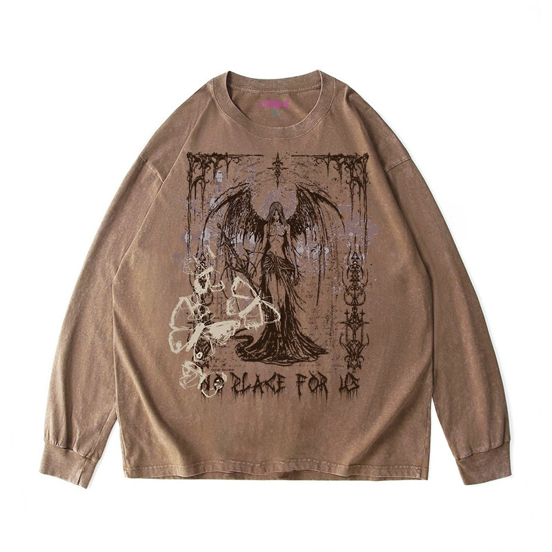 BIZZCUT Wasteland Twilight Poem Brown Print Long Sleeve