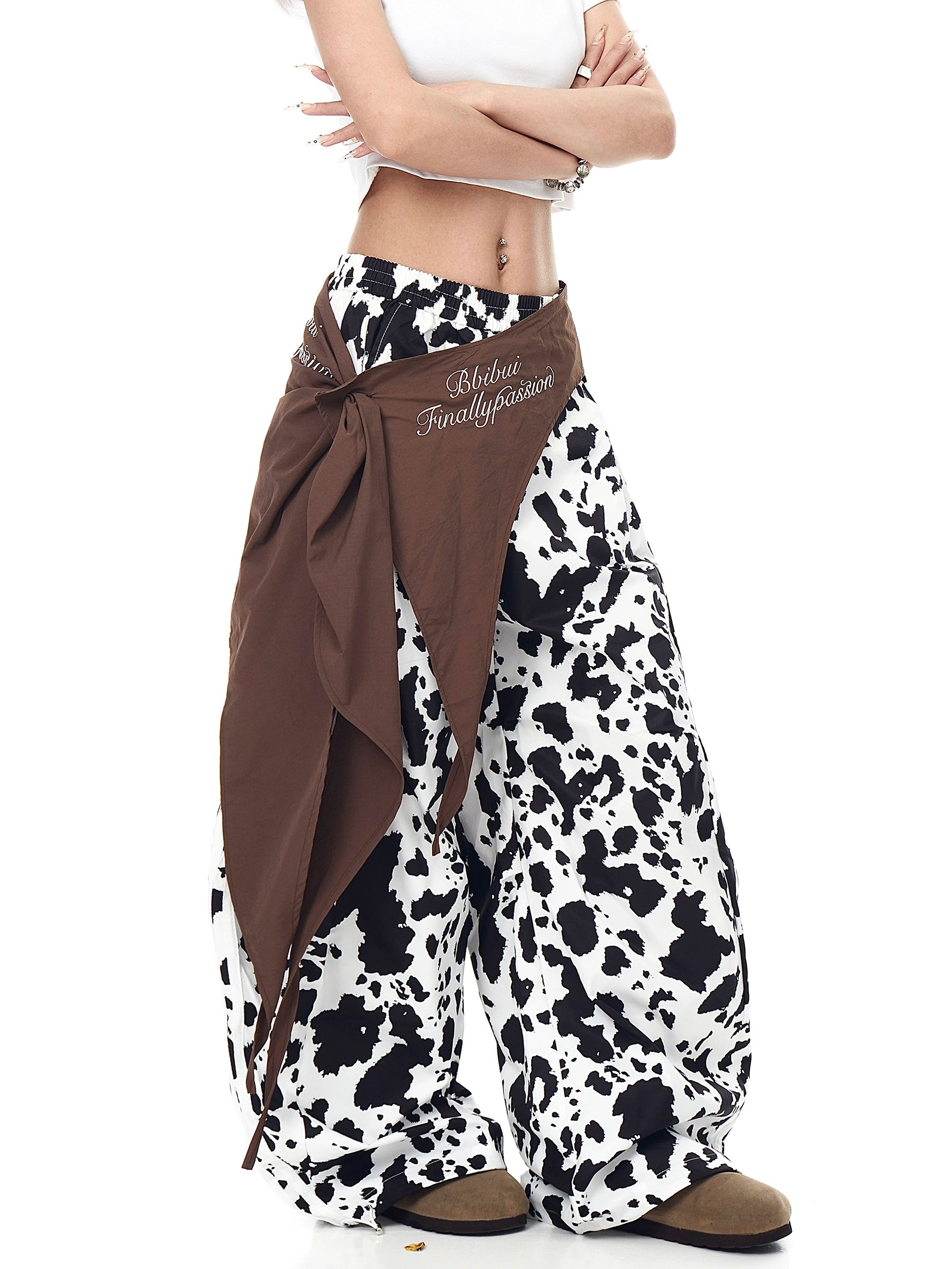 BLACKLISTS American Retro Black & White Contrasting Color Strap Casual Pants