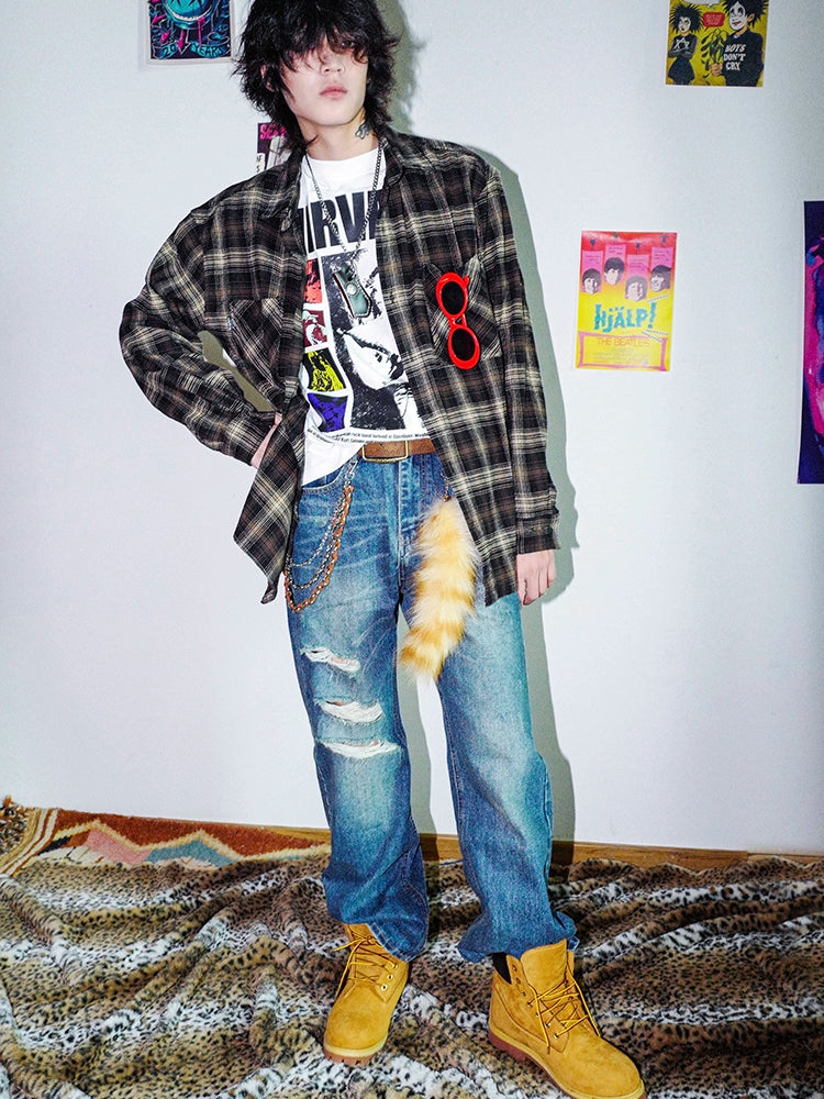 BIZZCUT American Rock Vintage Plaid Shirt