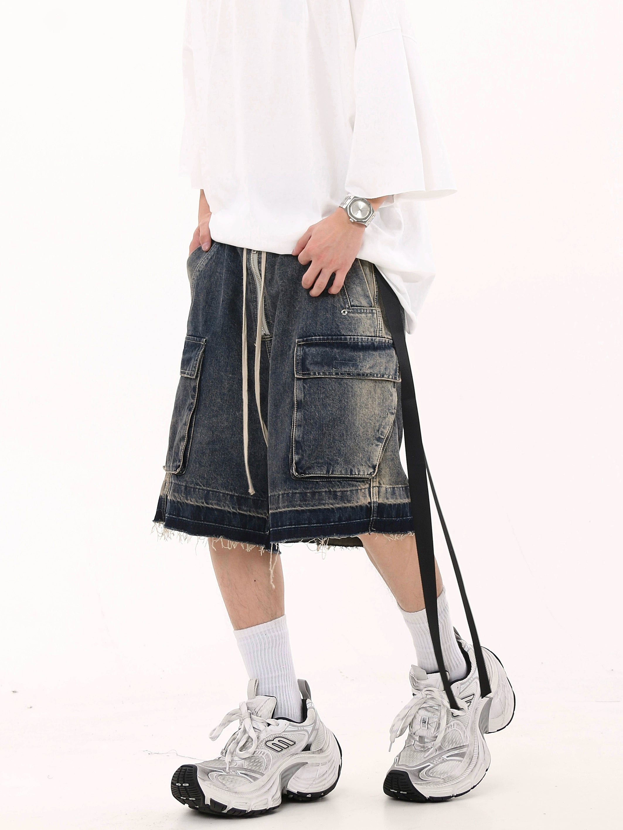 BLACKLISTS American Street Trend Tooling Denim Shorts