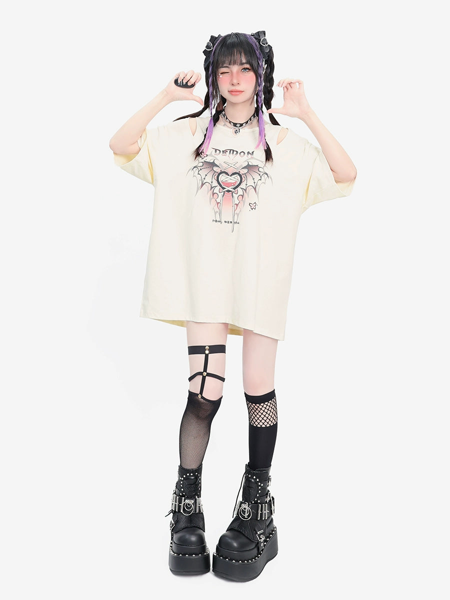 CATWISH Subculture Charm Heart Cat T-Shirt