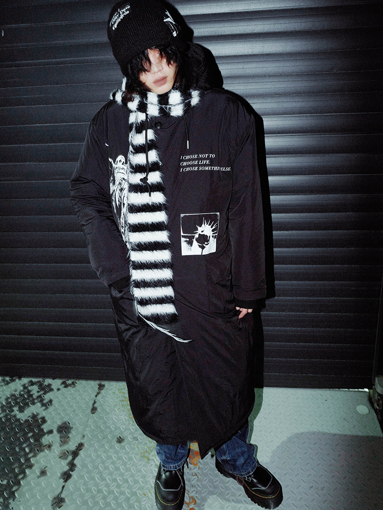 Bizzcut Y2K Dark Punk Stand-Up Neck Cotton Jacket
