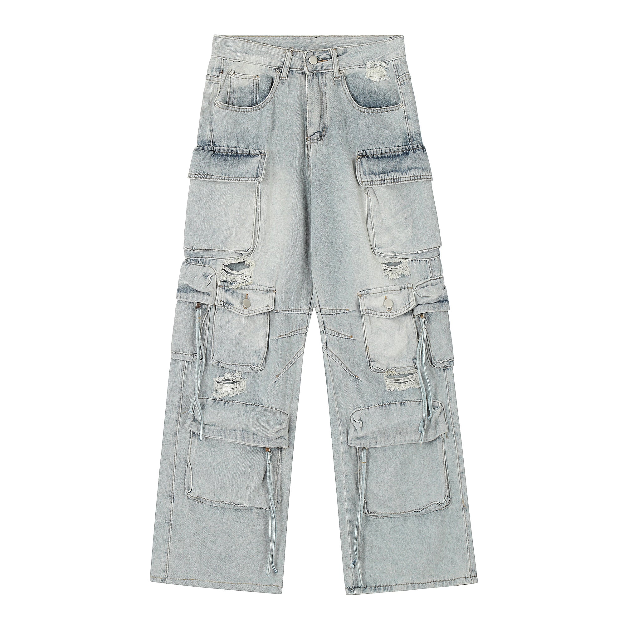 BLACKLISTS American Hip Hop Y2K Ripped Denim