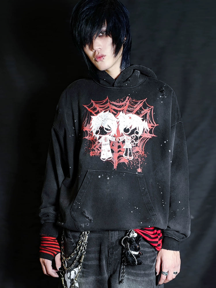 BIZZCUT Y2K Subculture Vintage Punk Hee Hooded Sweater