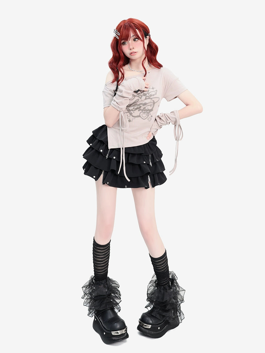Catwish Y2K Wasteland Love Off-the-Shoulder Short Sleeves