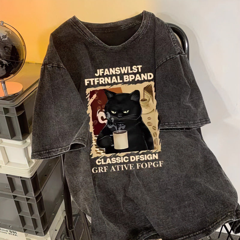 Y2K Retro Cat Short T-Shirt