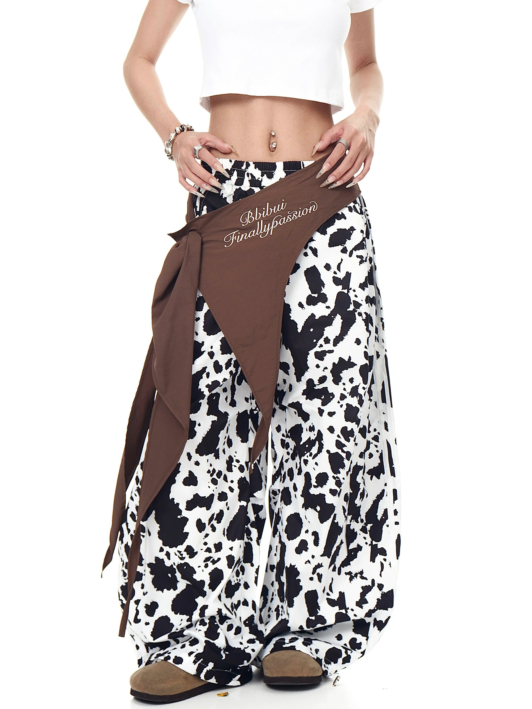 BLACKLISTS American Retro Black & White Contrasting Color Strap Casual Pants