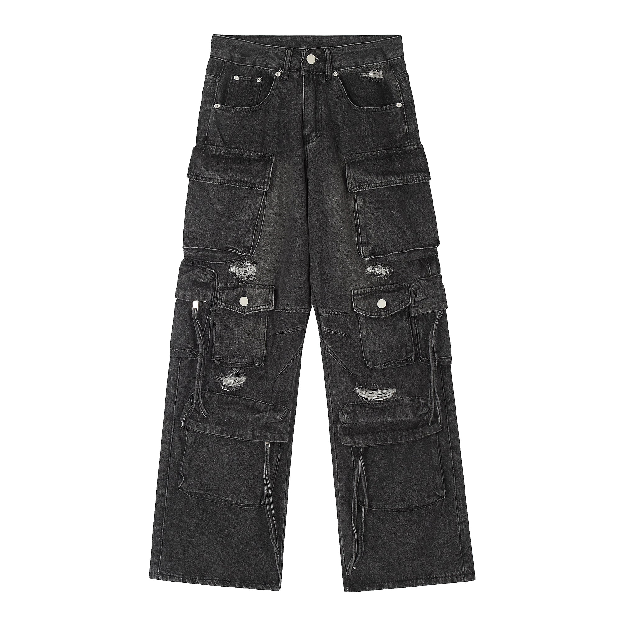 BLACKLISTS American Hip Hop Y2K Ripped Denim