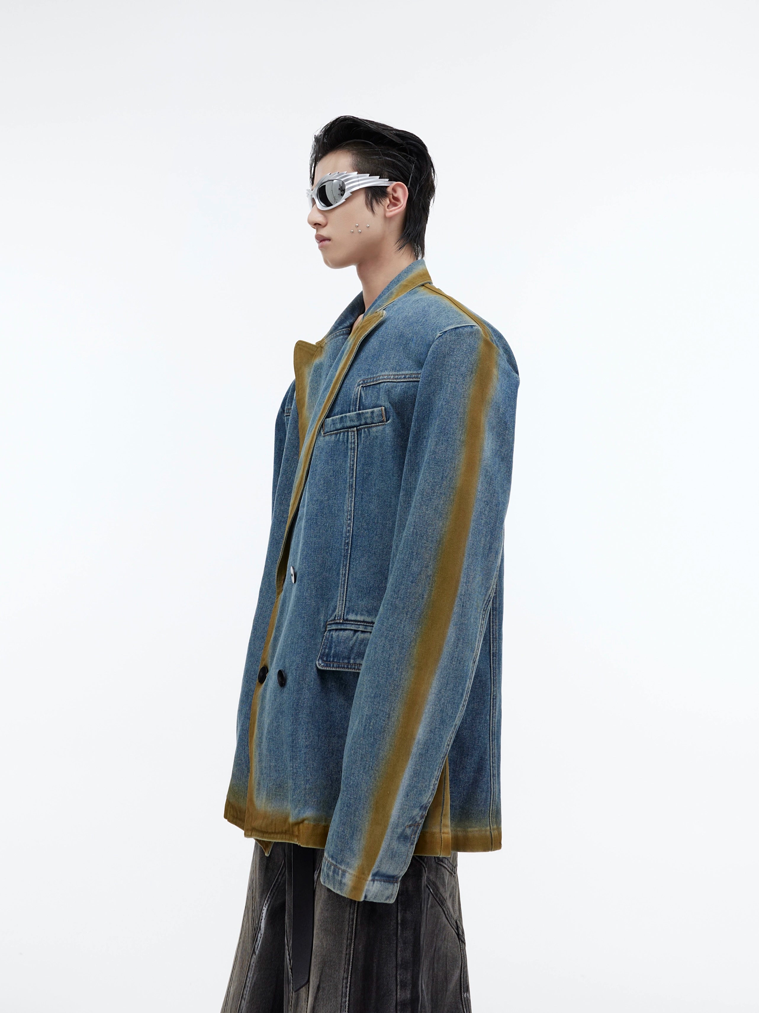 Argue Culture Vintage Denim Padded Suit Jacket