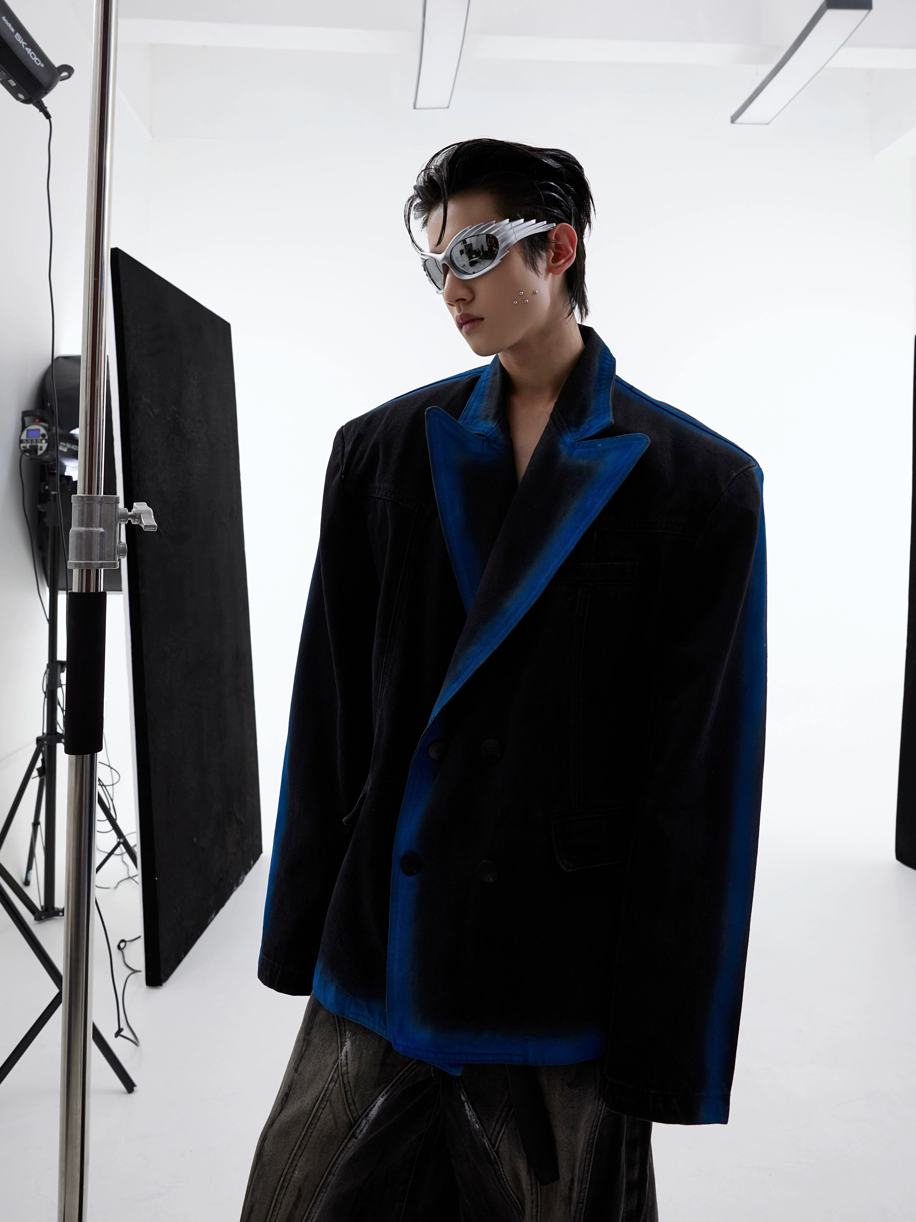 Argue Culture Vintage Denim Padded Suit Jacket