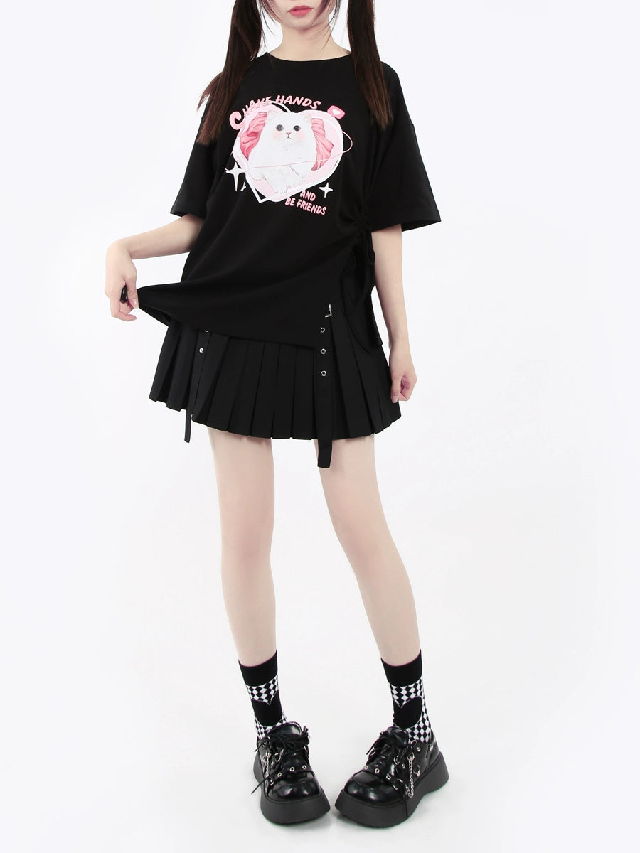 CATWISH Y2K Sweet Cool Girl Drawstring T-Shirt