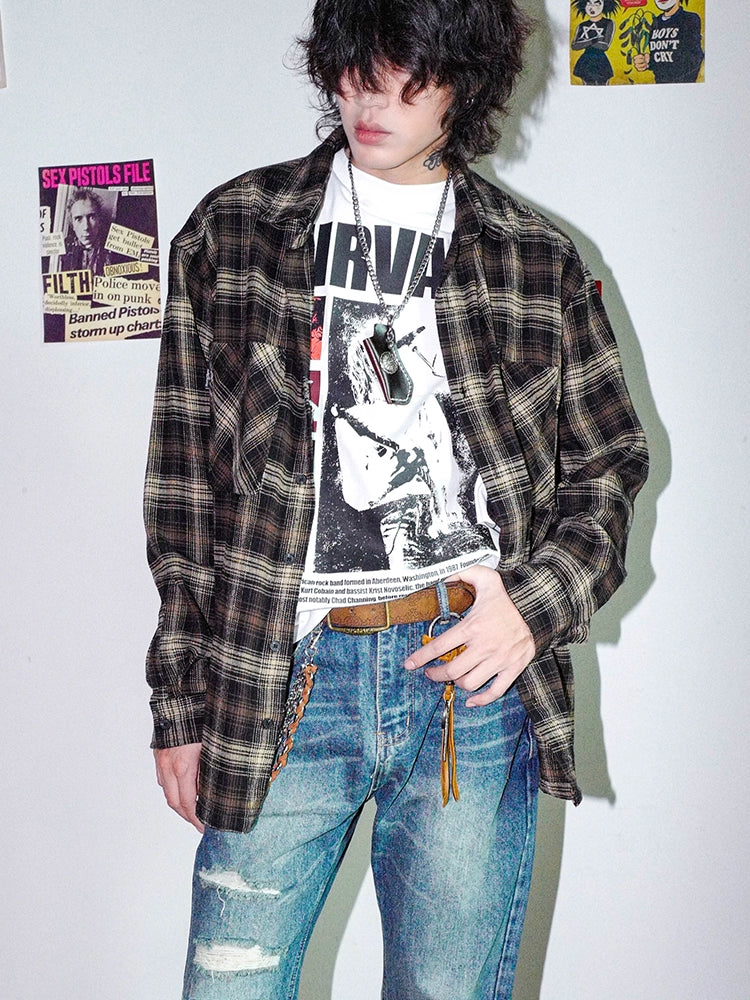 BIZZCUT American Rock Vintage Plaid Shirt