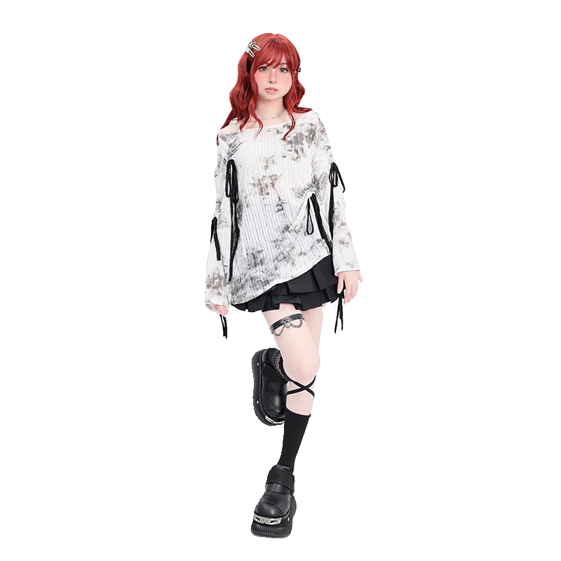 CATWIS Y2K Mist Dream Drawstring Long Sleeve