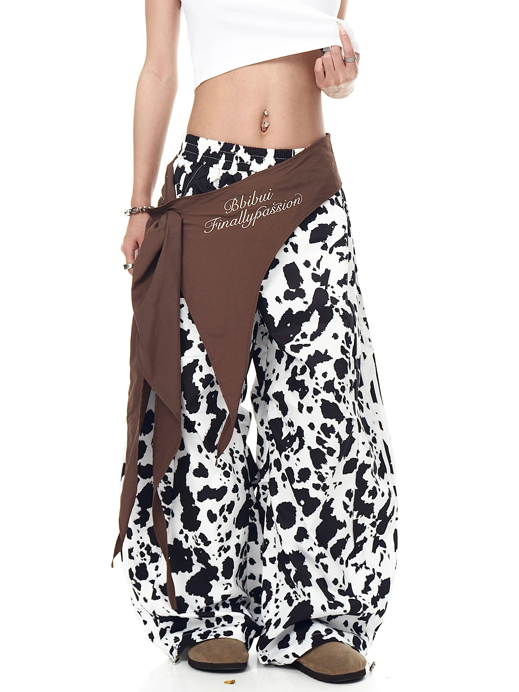 BLACKLISTS American Retro Black & White Contrasting Color Strap Casual Pants