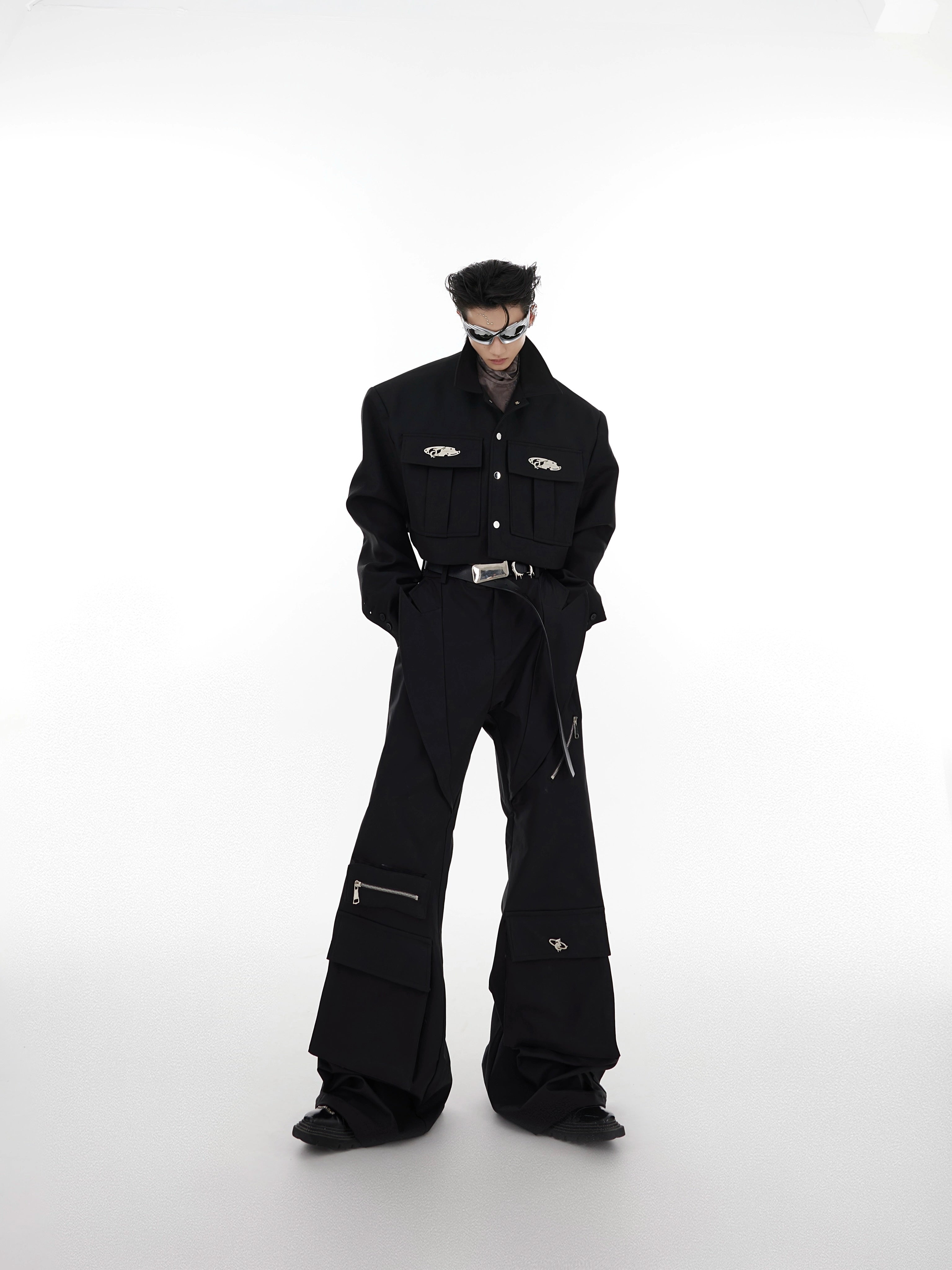 ArguE CulturE Metal Style Large Pocket Shoulder Padded Suit Jacket