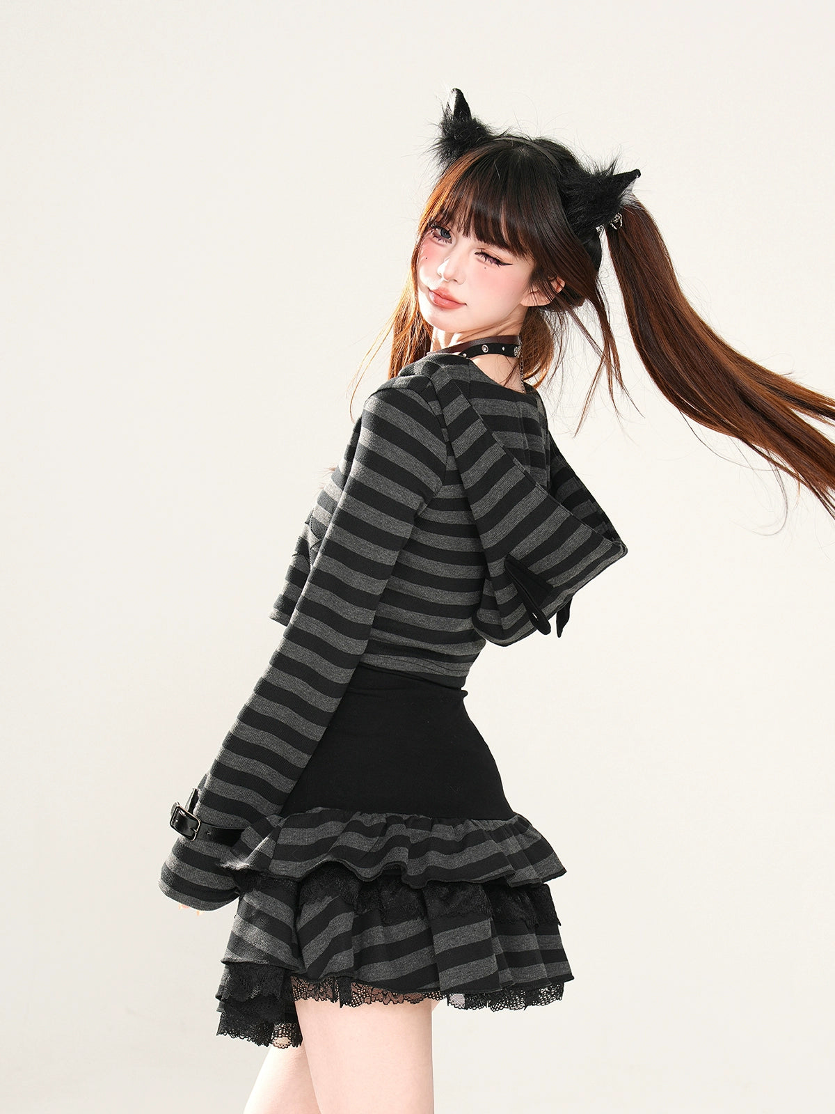 KELLY KITTY Y2K Vintage Striped Cool Spice Girl Suit