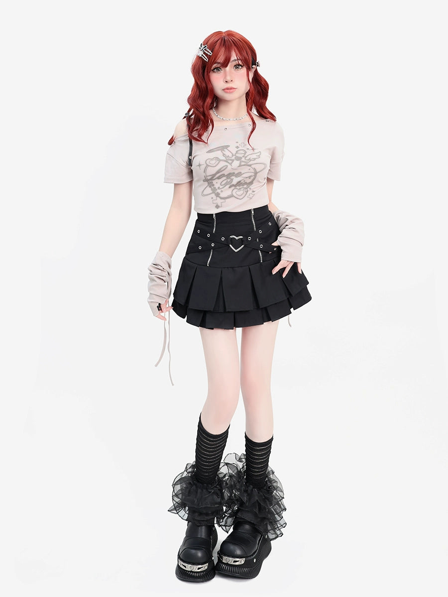 Catwish Y2K Wasteland Love Off-the-Shoulder Short Sleeves