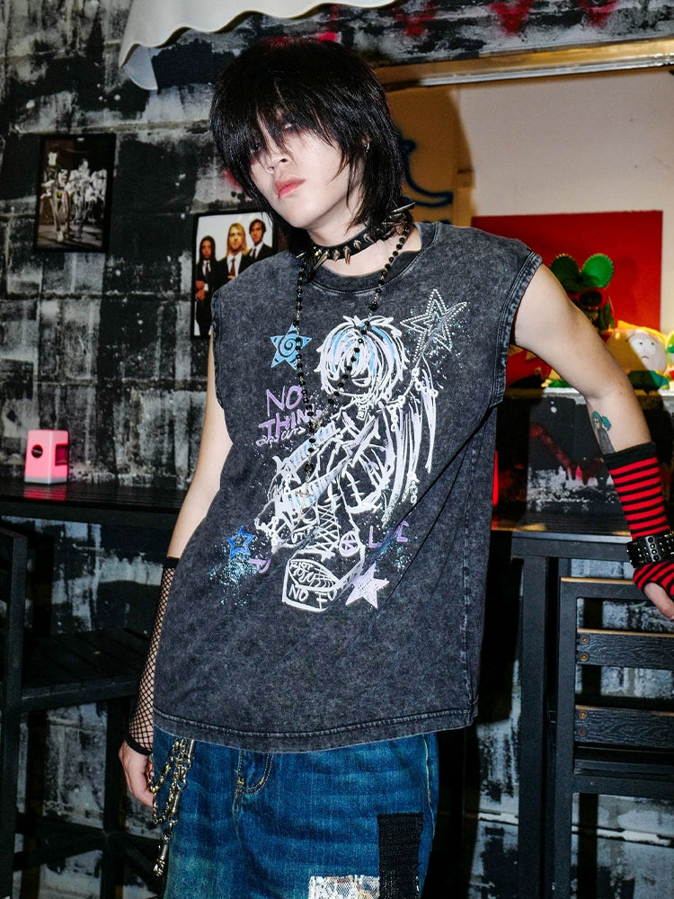 BIZZCUT Millennial Subculture Hand Painted Punk Loose T-Shirt