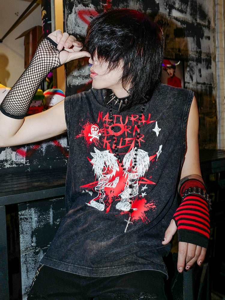 BIZZCUT Millennial Subculture Hand Painted Punk Loose T-Shirt