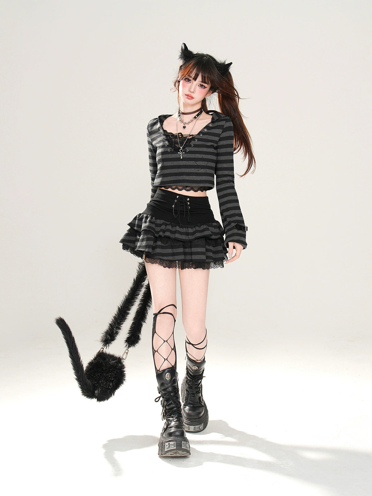 KELLY KITTY Y2K Vintage Striped Cool Spice Girl Suit