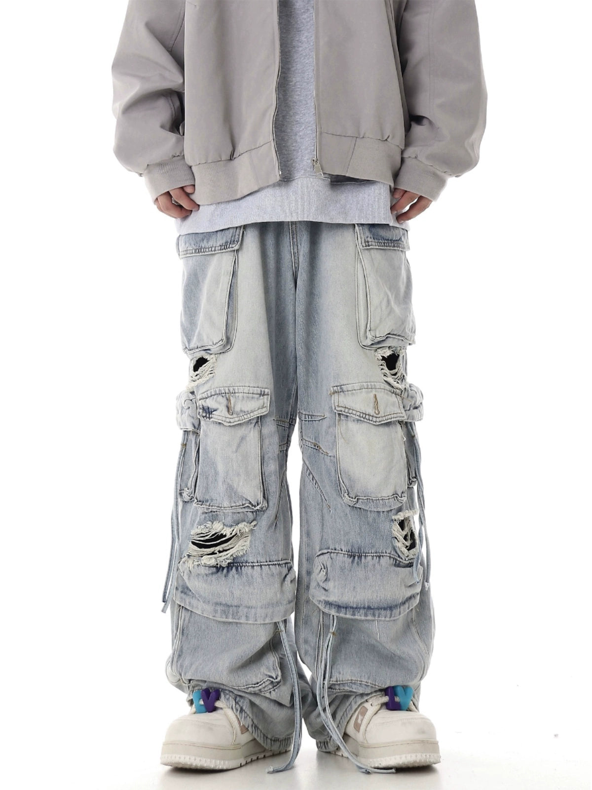 BLACKLISTS American Hip Hop Y2K Ripped Denim
