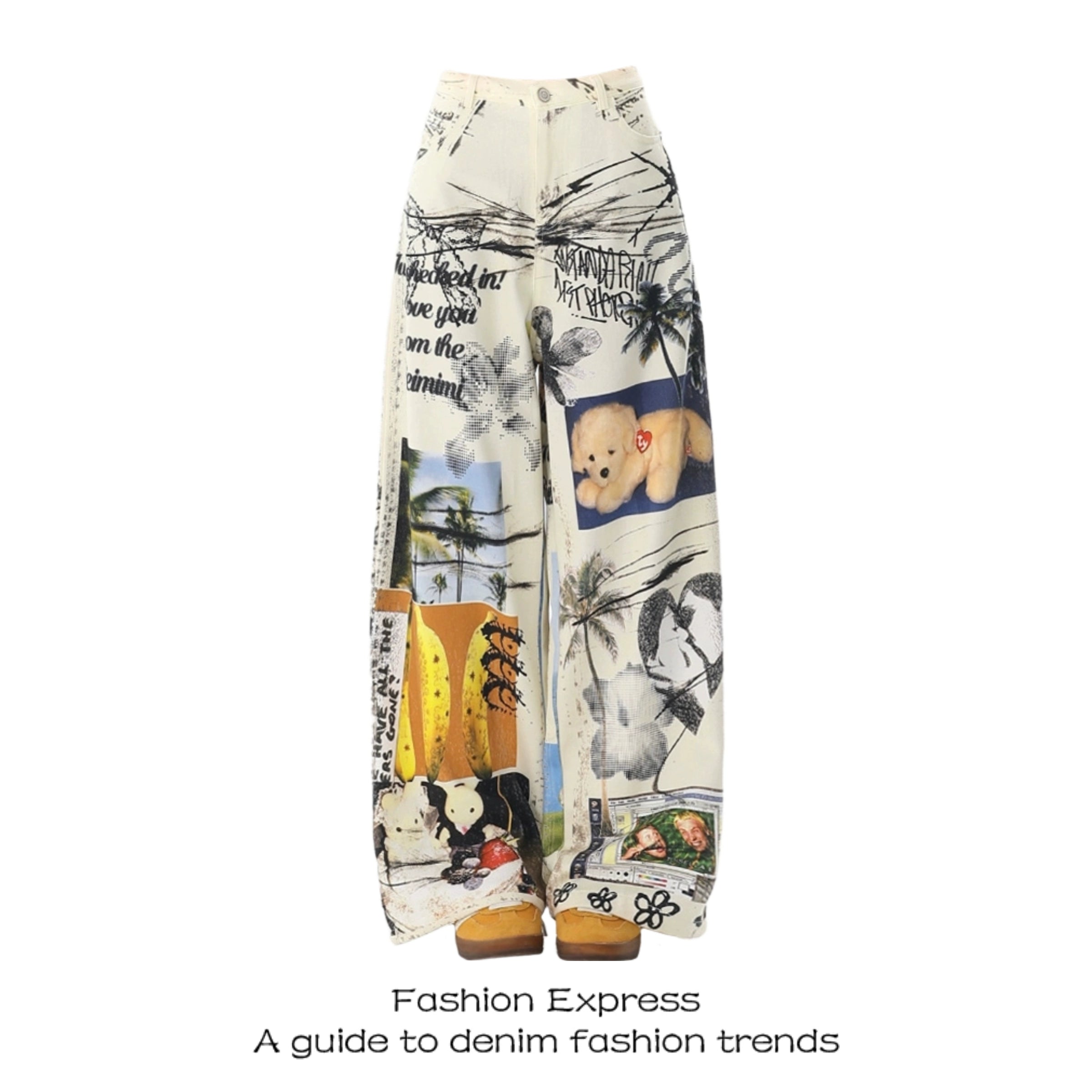 Fashion Express Cartoon Puppy Print Casual Pants