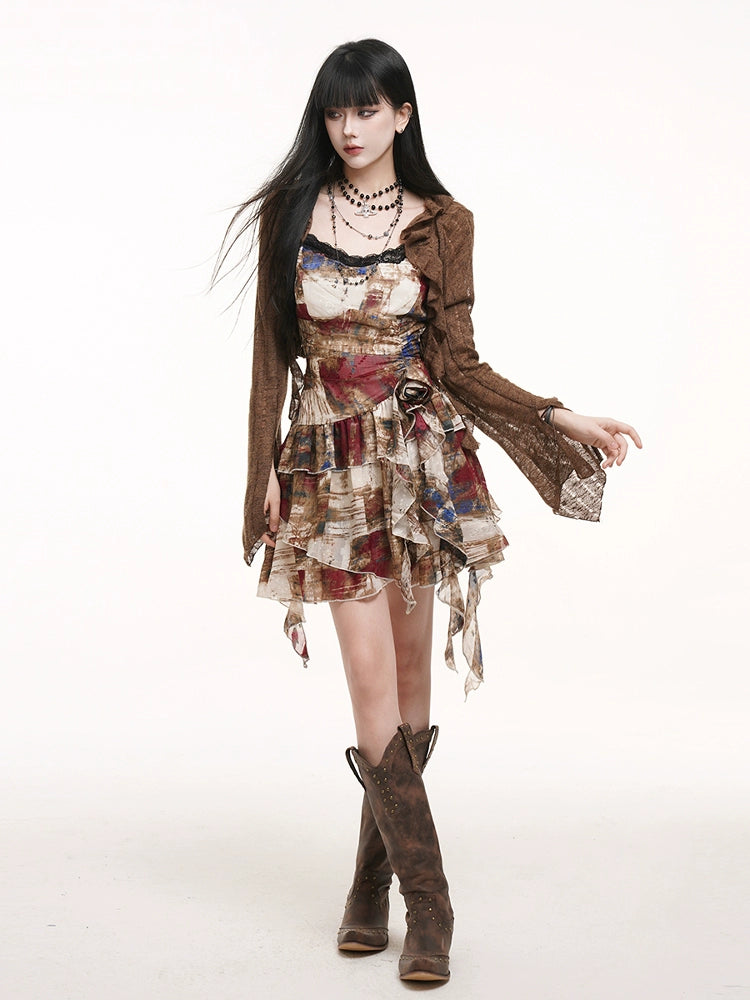 LADYGHOST Sweet Cool  Irregular Suspender Dress