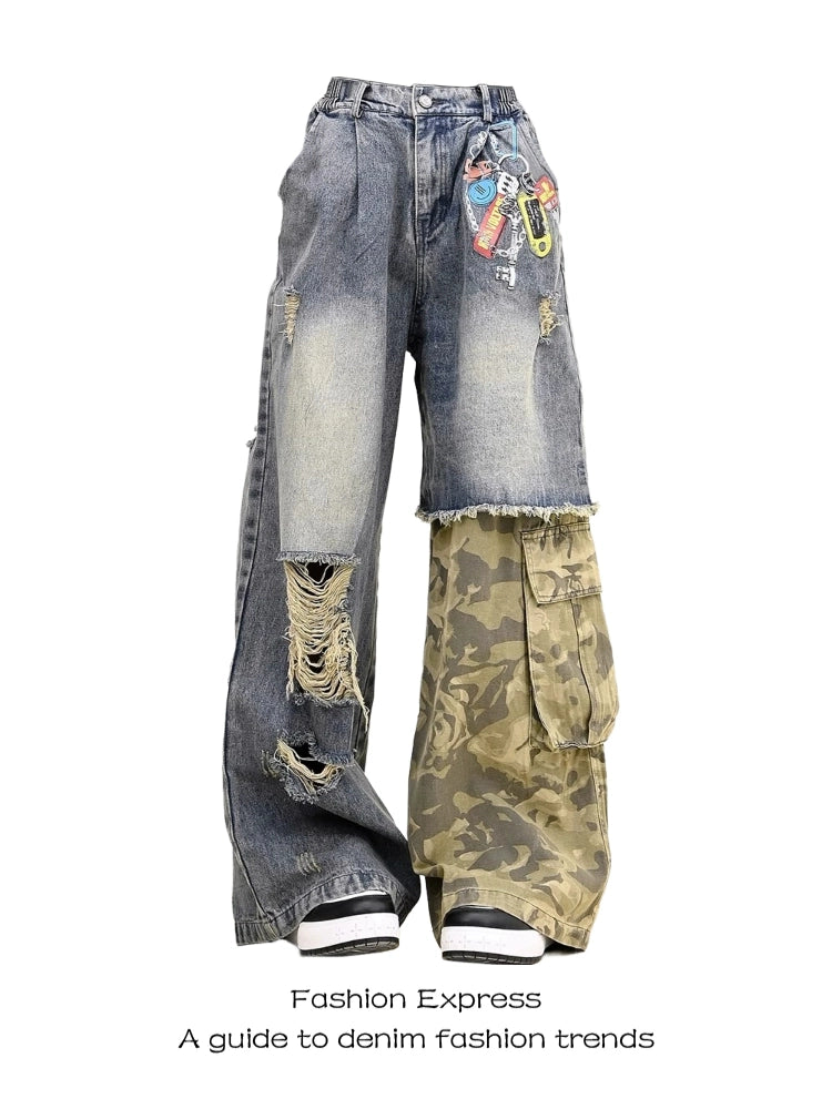 Fashion Express American Camouflage Ripped Jeans