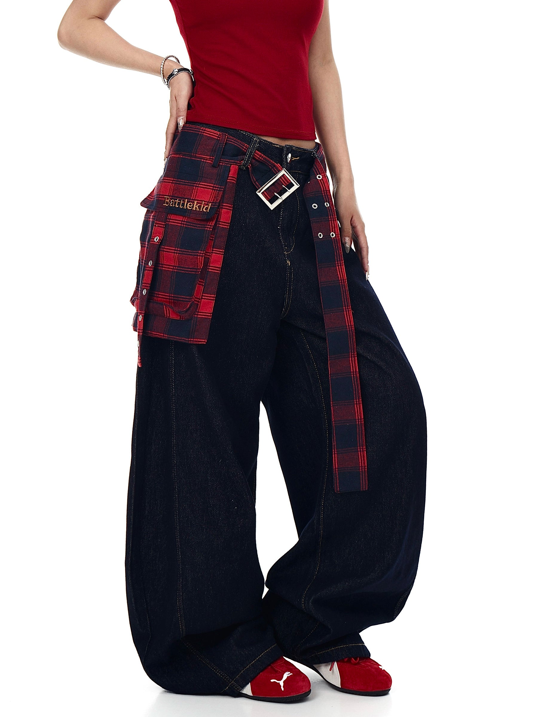 BLACKLISTS American Vintage Plaid Skirt Wide Leg Pants