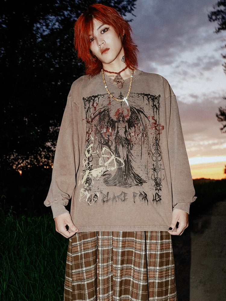 BIZZCUT Wasteland Twilight Poem Brown Print Long Sleeve