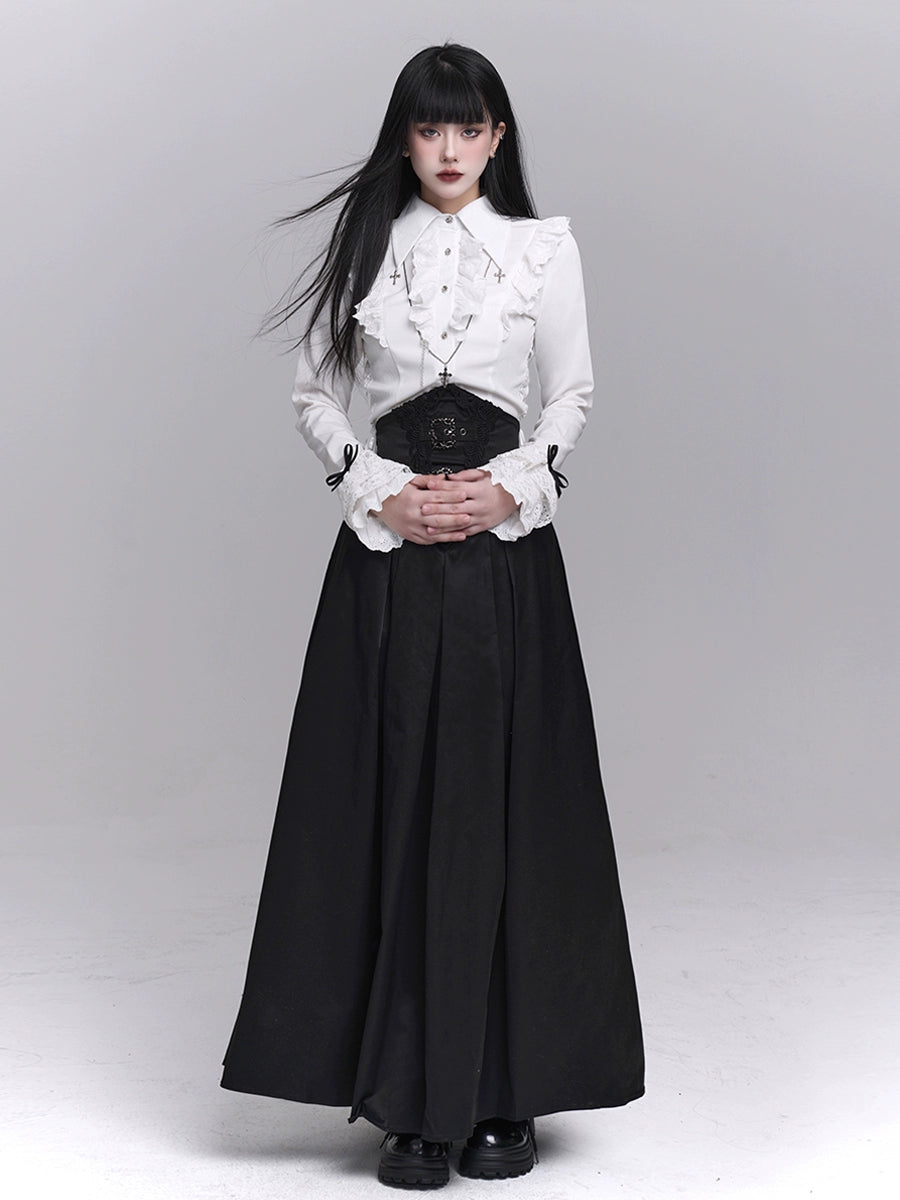LADYGHOST Y2K Gothic Black High Waist Skirt