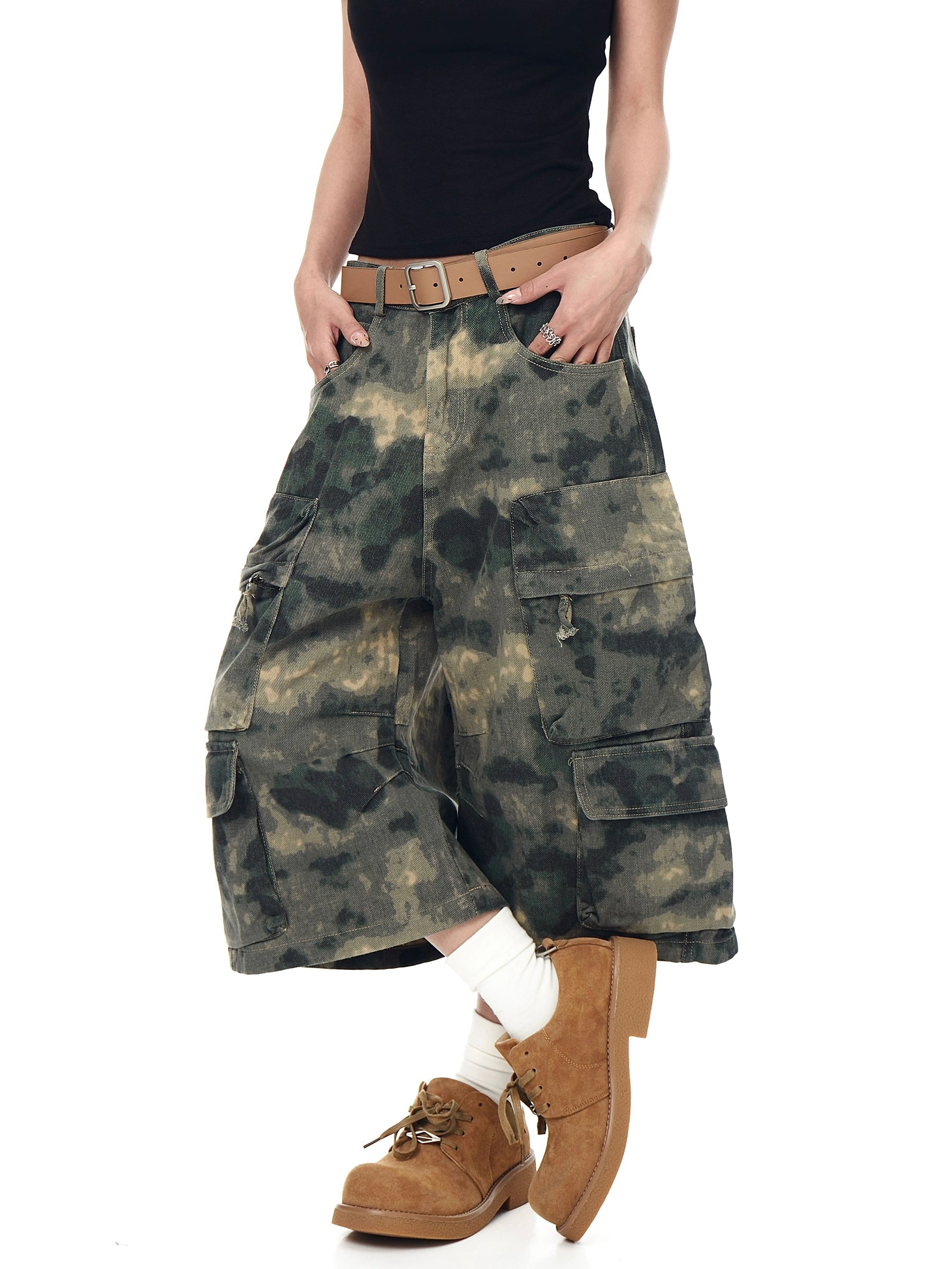 BLACKLISTS American Retro Smudge Camouflage Cargo Shorts