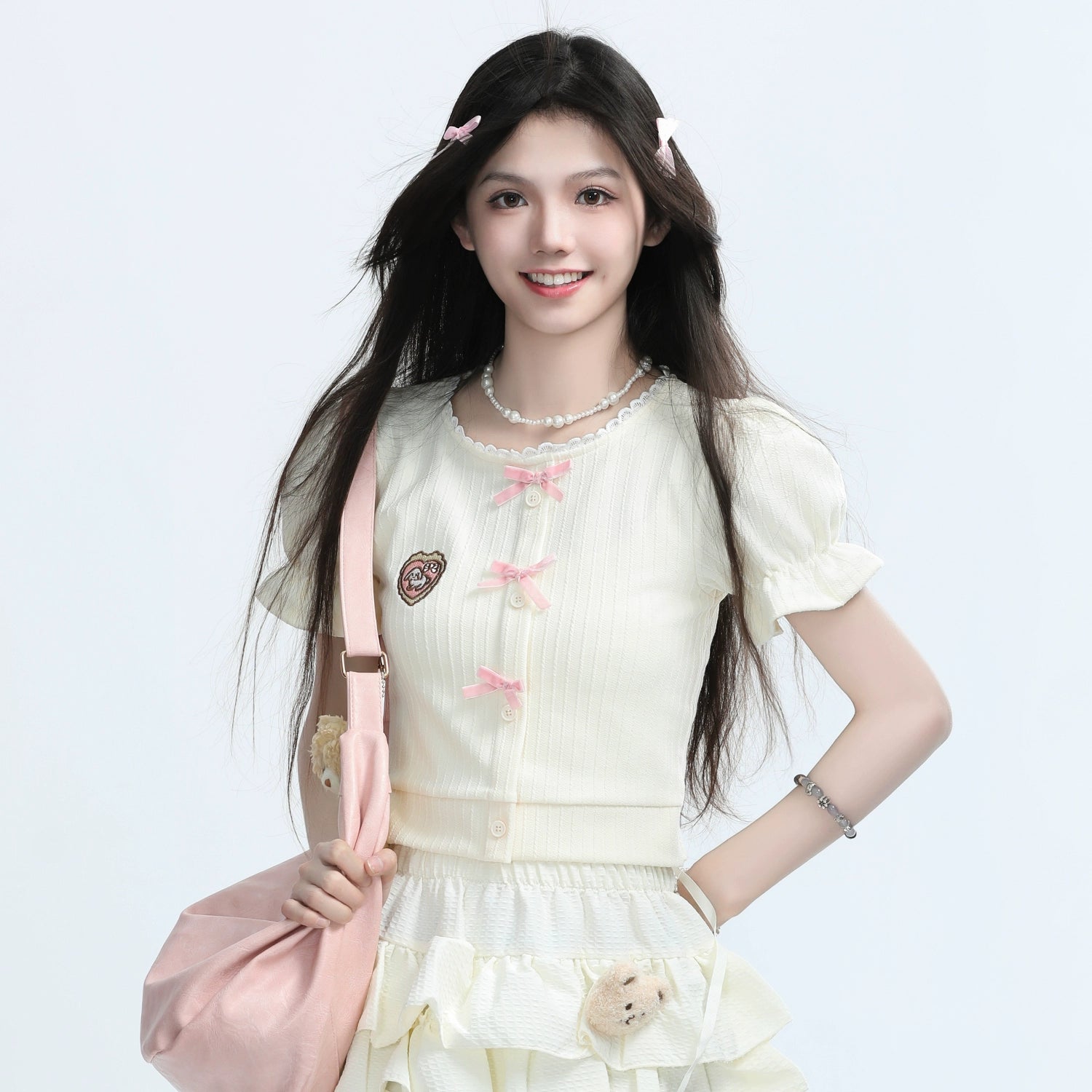 SMALL BALLS Cute Bear Bow Y2K Set