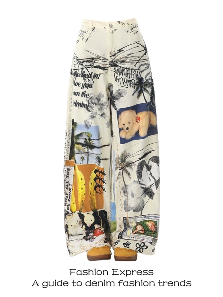 Fashion Express Cartoon Puppy Print Casual Pants