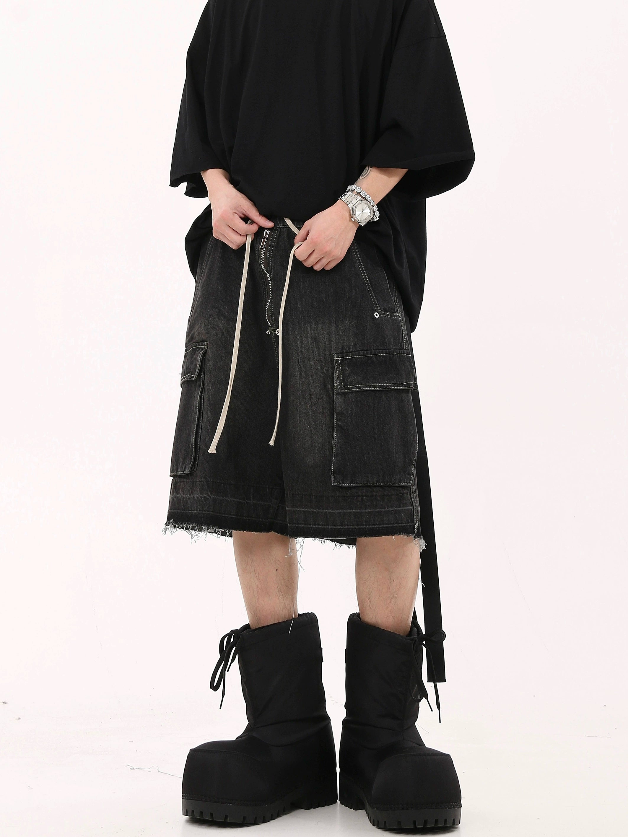 BLACKLISTS American Street Trend Tooling Denim Shorts