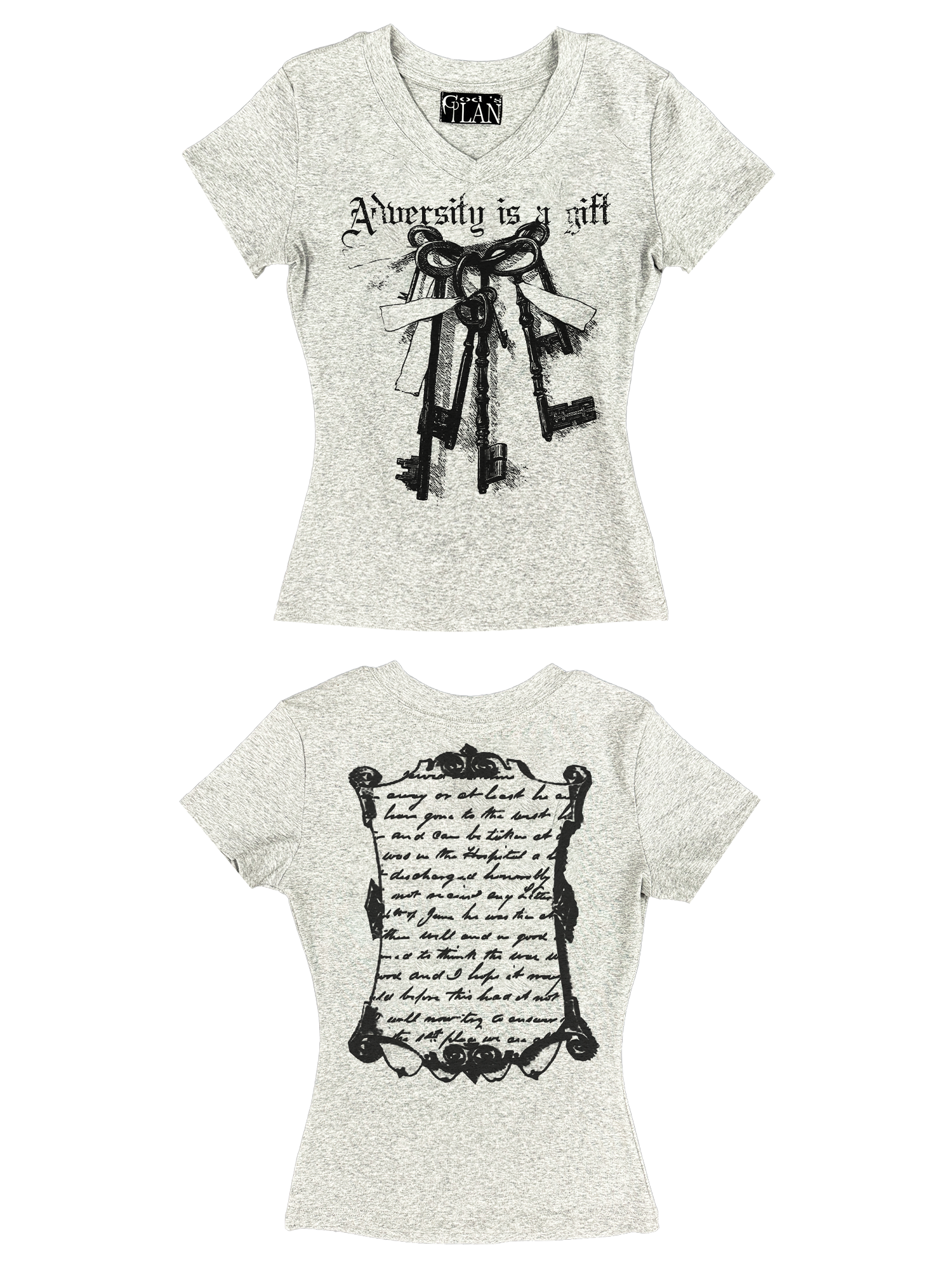 GOLD PLAN Y2K Dark V-Neck Printed Hot Girl T-Shirt