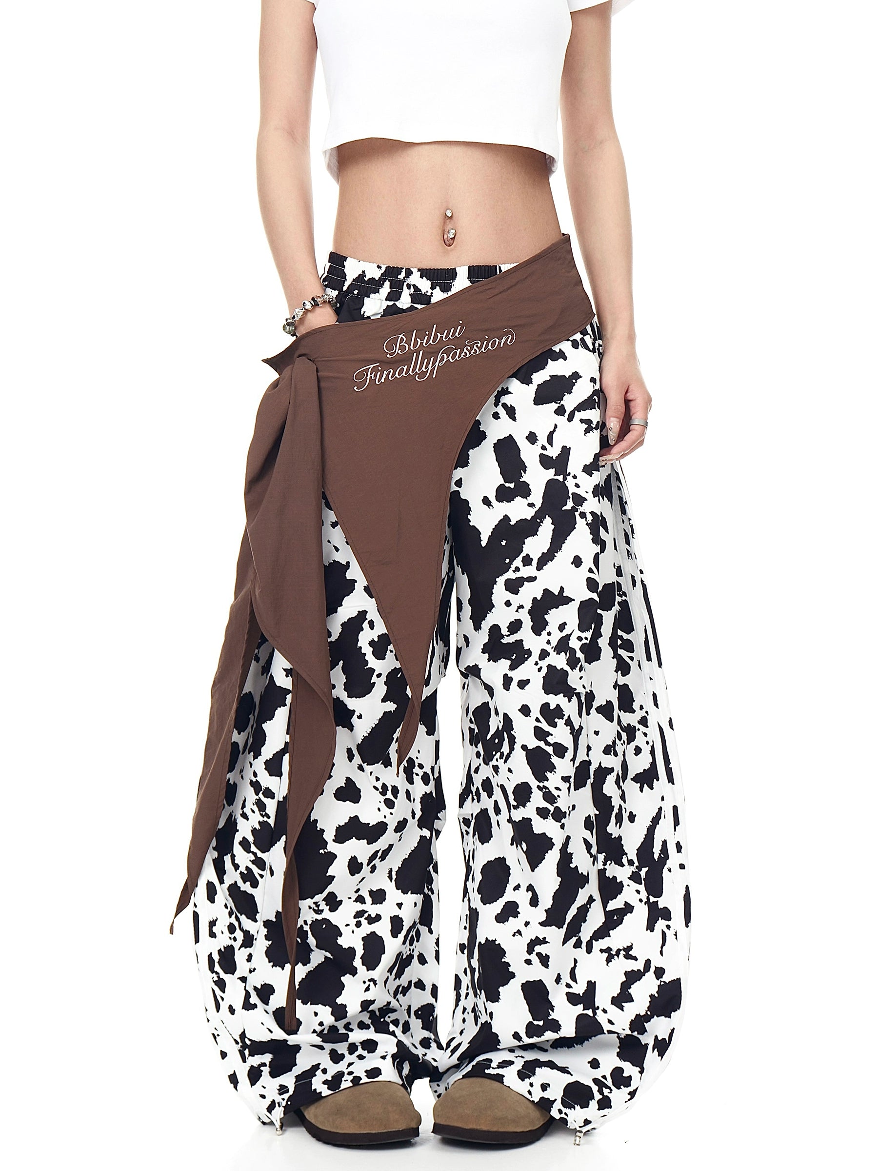 BLACKLISTS American Retro Black & White Contrasting Color Strap Casual Pants