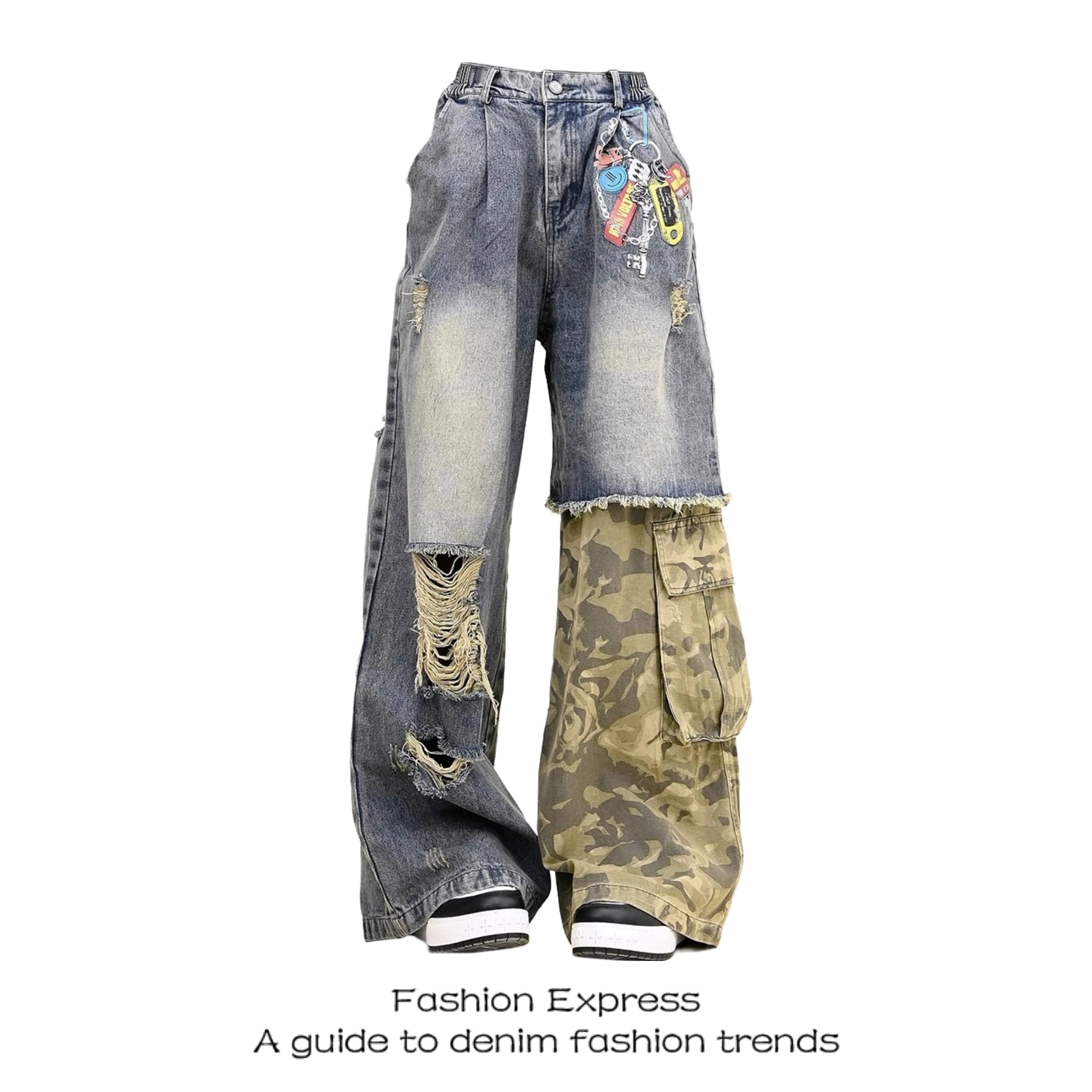 Fashion Express American Camouflage Ripped Jeans