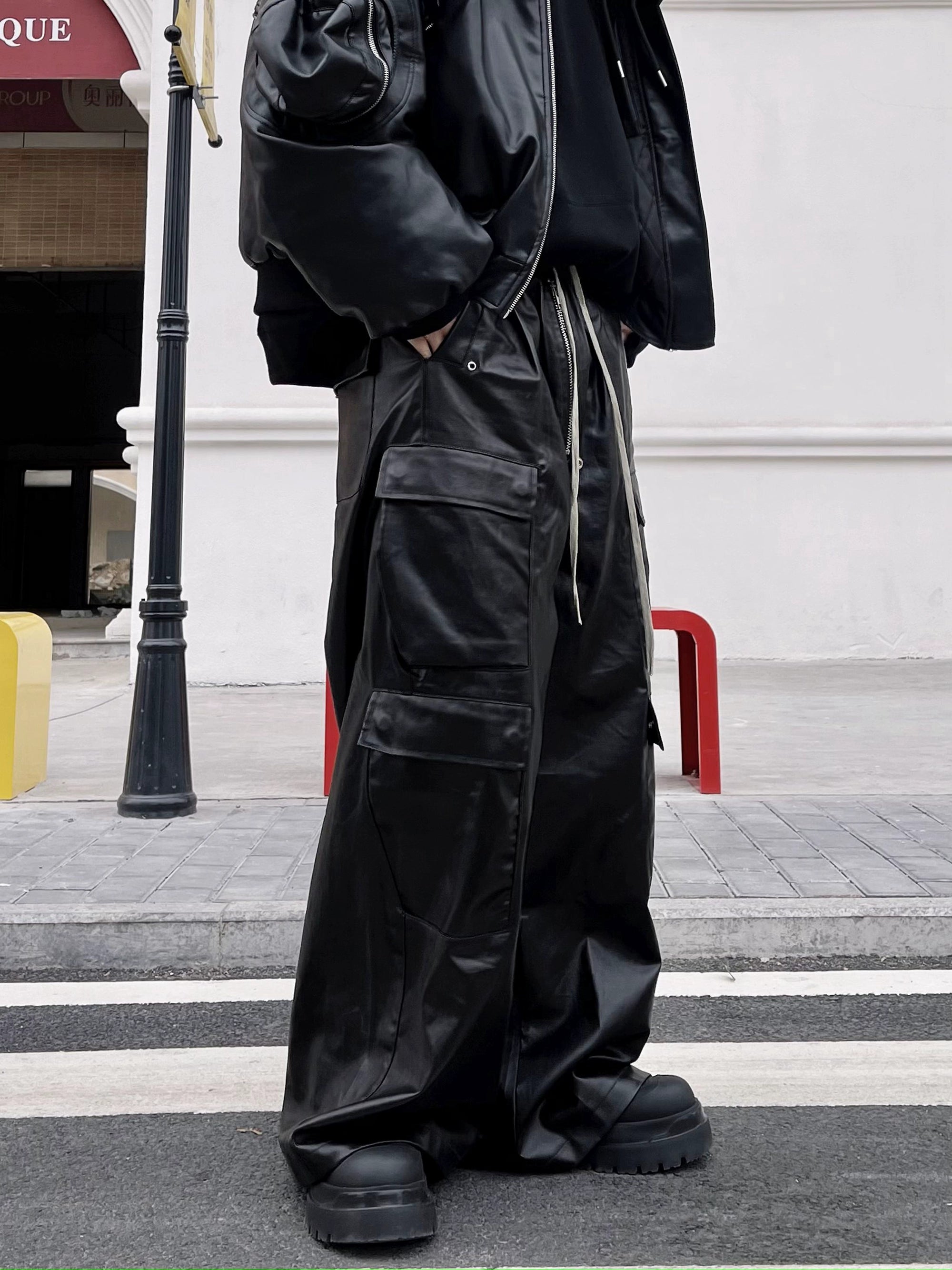 BLACKLISTS American Street Ruffian Handsome Matte Leather Pants