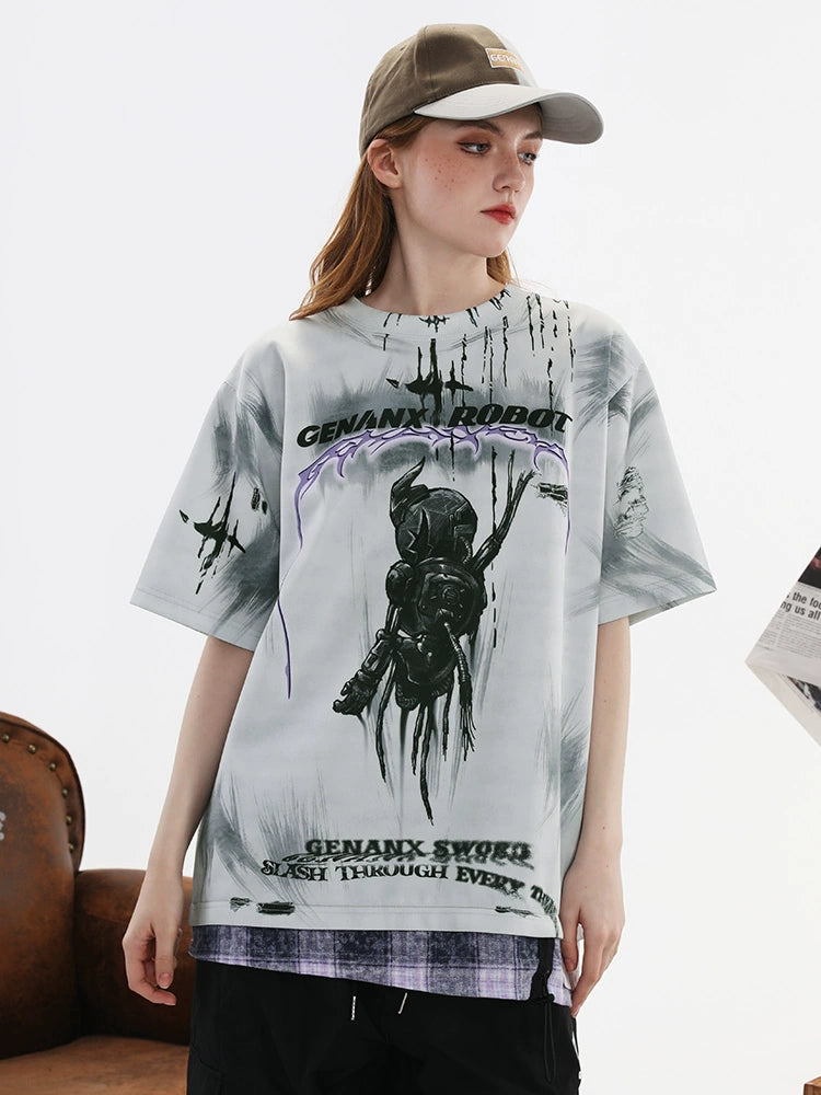 GENANX Rock Trend Printed Space Cotton T-Shirt