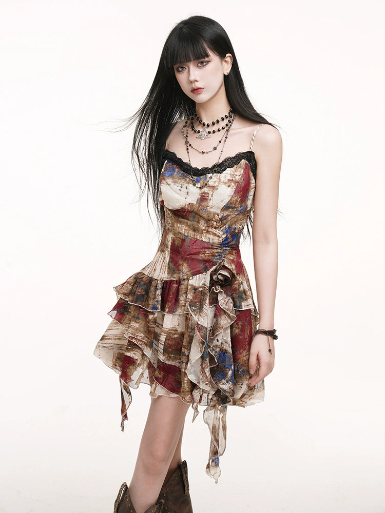 LADYGHOST Sweet Cool  Irregular Suspender Dress
