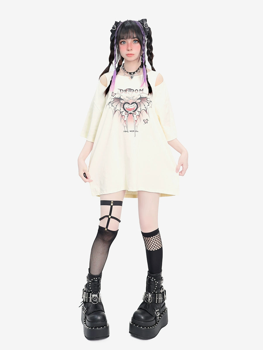 CATWISH Subculture Charm Heart Cat T-Shirt