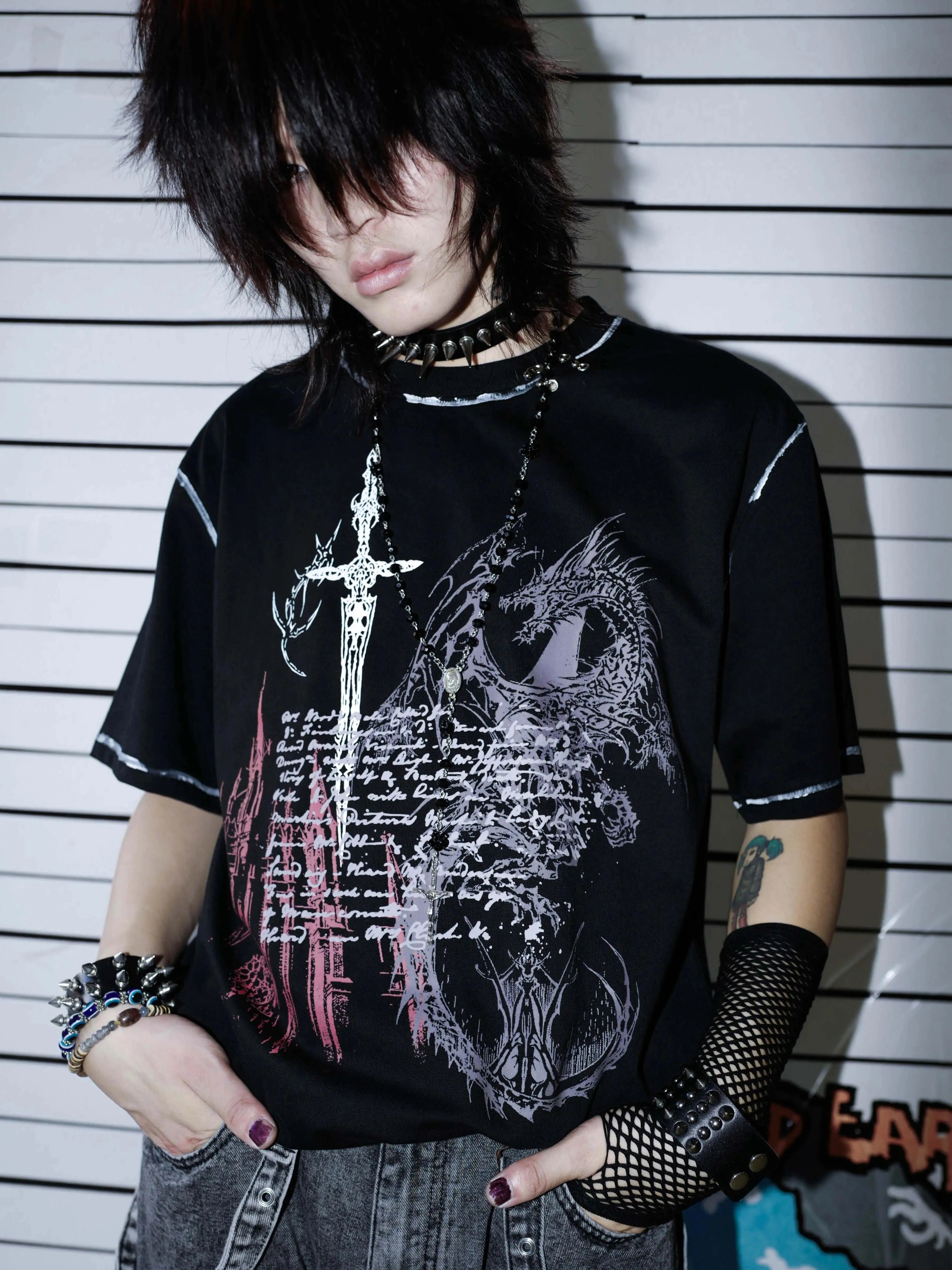 BIZZCUT Rock Punk Dragon Knight T-Shirt