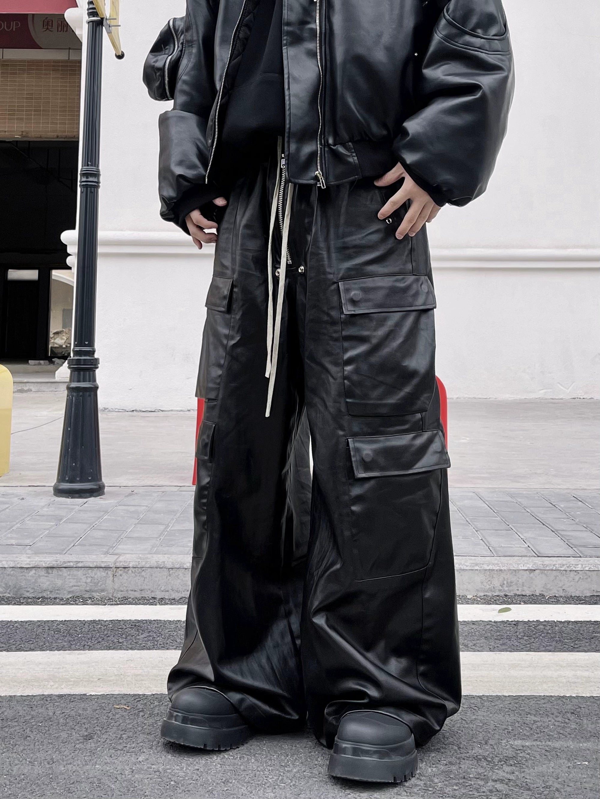 BLACKLISTS American Street Ruffian Handsome Matte Leather Pants