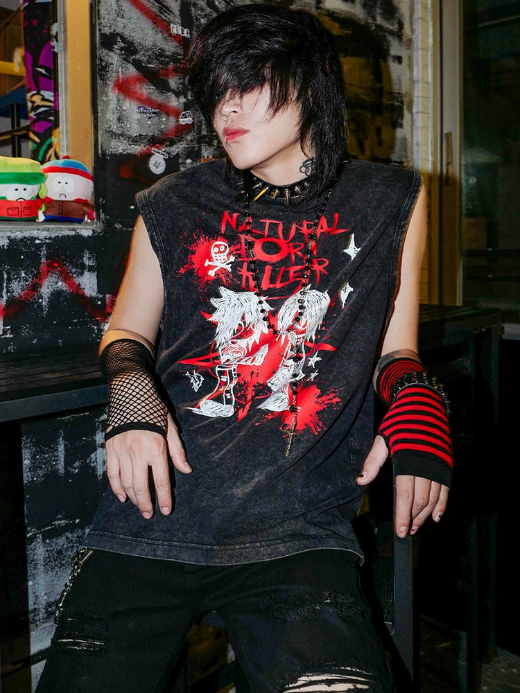 BIZZCUT Millennial Subculture Hand Painted Punk Loose T-Shirt